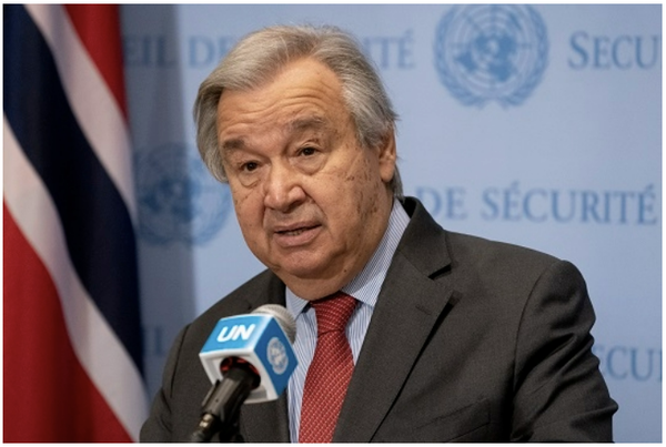 안토니우 구테흐스 유엔 사무총장이 지난달 24일 뉴욕의 유엔본부에서 기자회견을 하고 있다. 사진=AP/뉴시스
