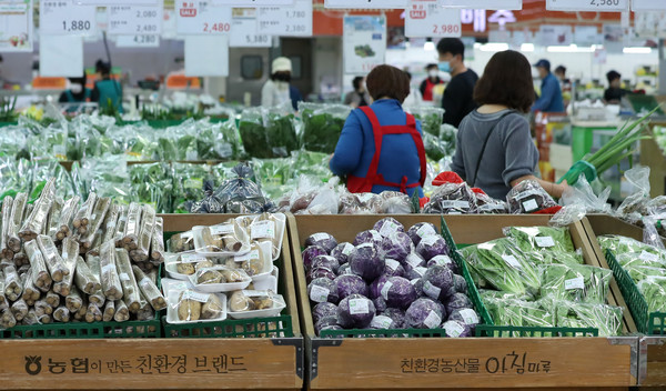 ▲ 서울 서초구 농협하나로마트 양재점에서 시민들이 물품을 구매하고 있다. 사진=뉴시스