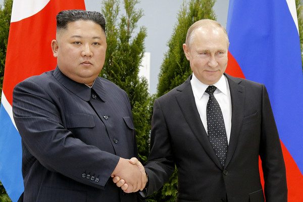 북한 김정은과 러시아 블라디미르 푸틴.
