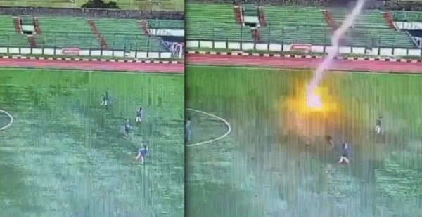 인도네시아에서 축구경기 도중 그라운드 위에서 한 선수가 번개에 맞아 사망했다. 사진=트리뷰나 홈페이지 캡처
