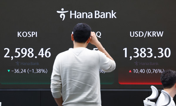 ▲ 19일 오전 서울 중구 하나은행 딜링룸에서 직원들이 업무를 보고 있다. 사진=뉴시스