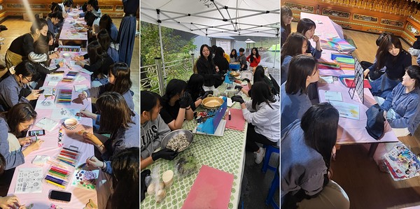 18일과 19일 양일간 영천성남여중 3학년 24명의 학생이 영천 천년고찰 죽림사에서 1박 2일 `틴에이저 명상 캠핑` 템플스테이 프로그램 일정을 소화하고 있다 (사진 촬영/선지 주지 스님, 편집/장지수 기자)