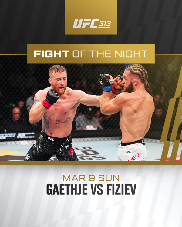 ▲ 파이트 오브 더 나이트로 선정된 게이치 vs 피지예프 / 사진 제공=UFC